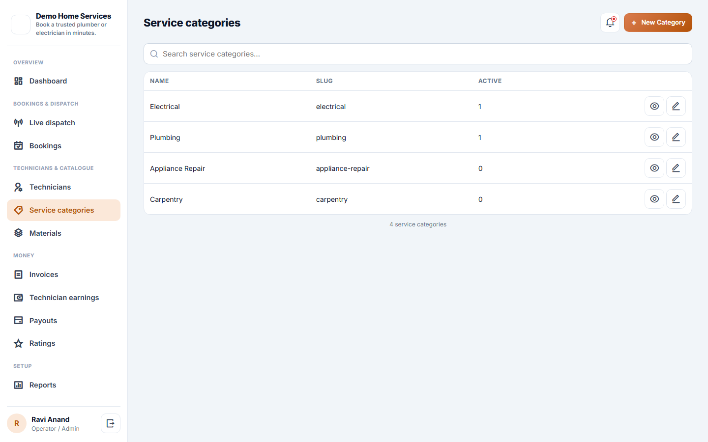 Home Services Booking and On-Demand Technician Dispatch Software screenshot