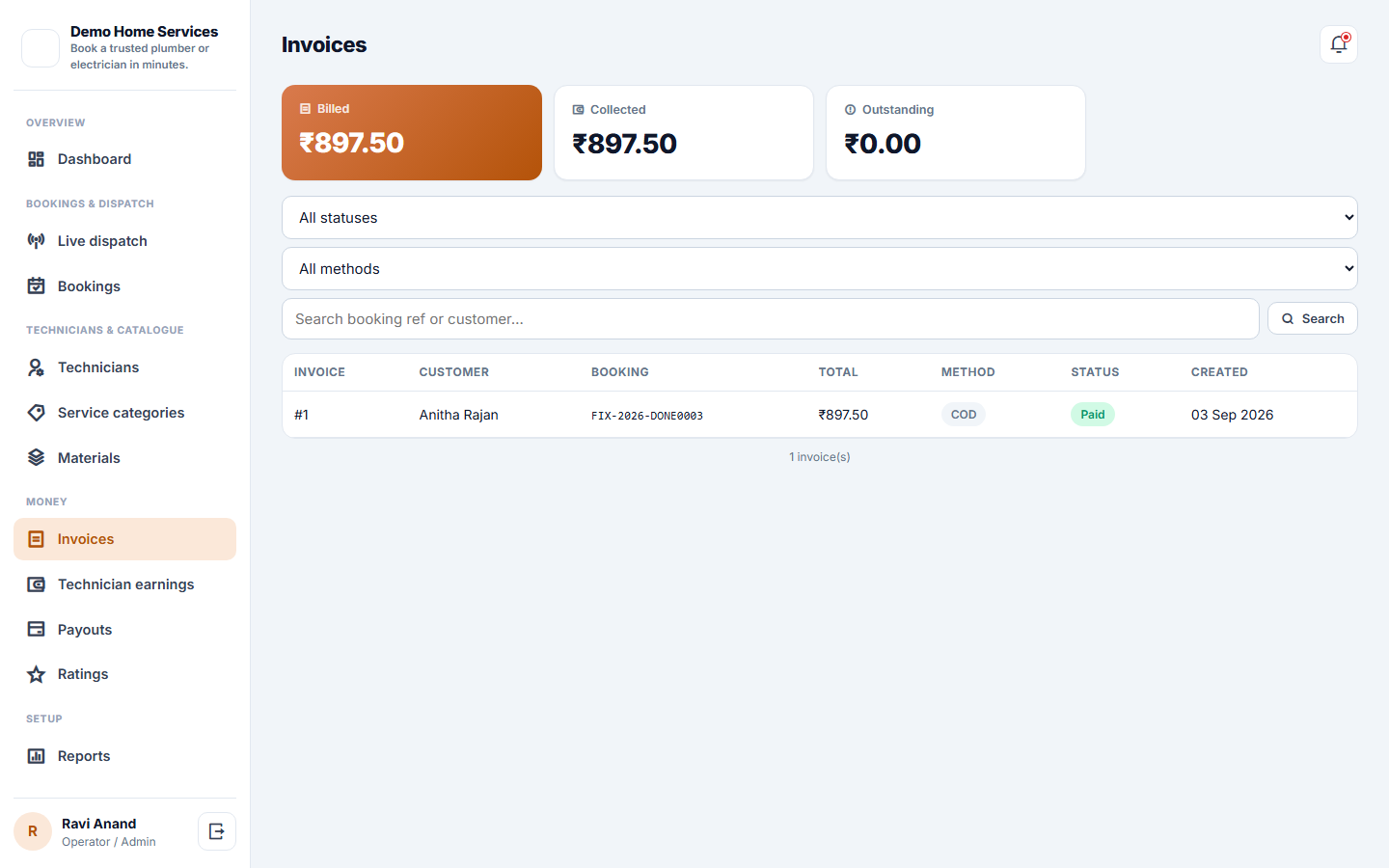 Home Services Booking and On-Demand Technician Dispatch Software screenshot