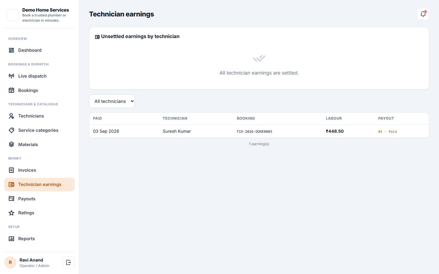 Home Services Booking and On-Demand Technician Dispatch Software screenshot