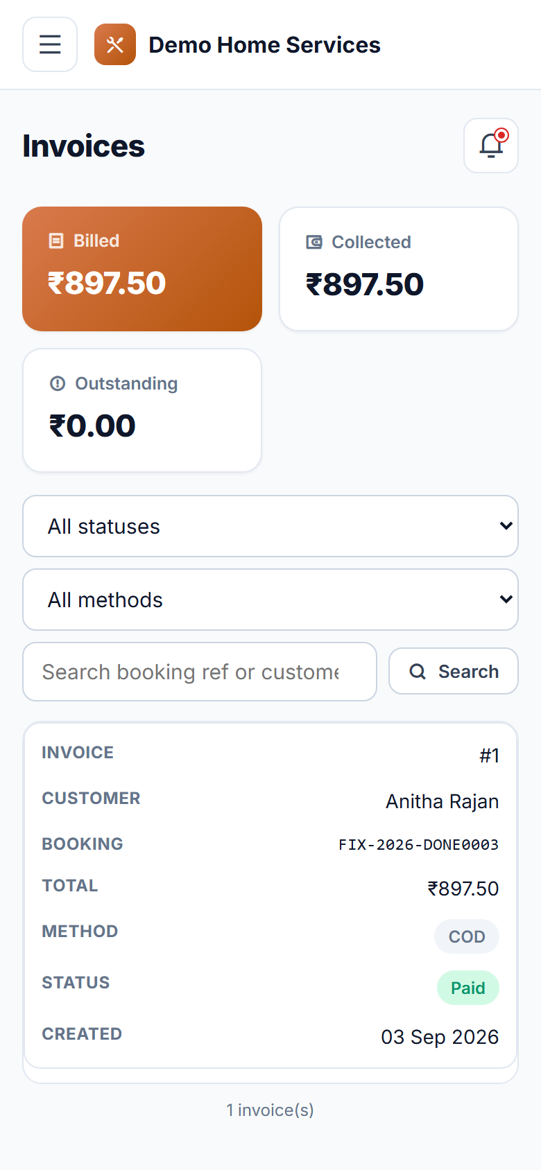 Home Services Booking and On-Demand Technician Dispatch Software screenshot