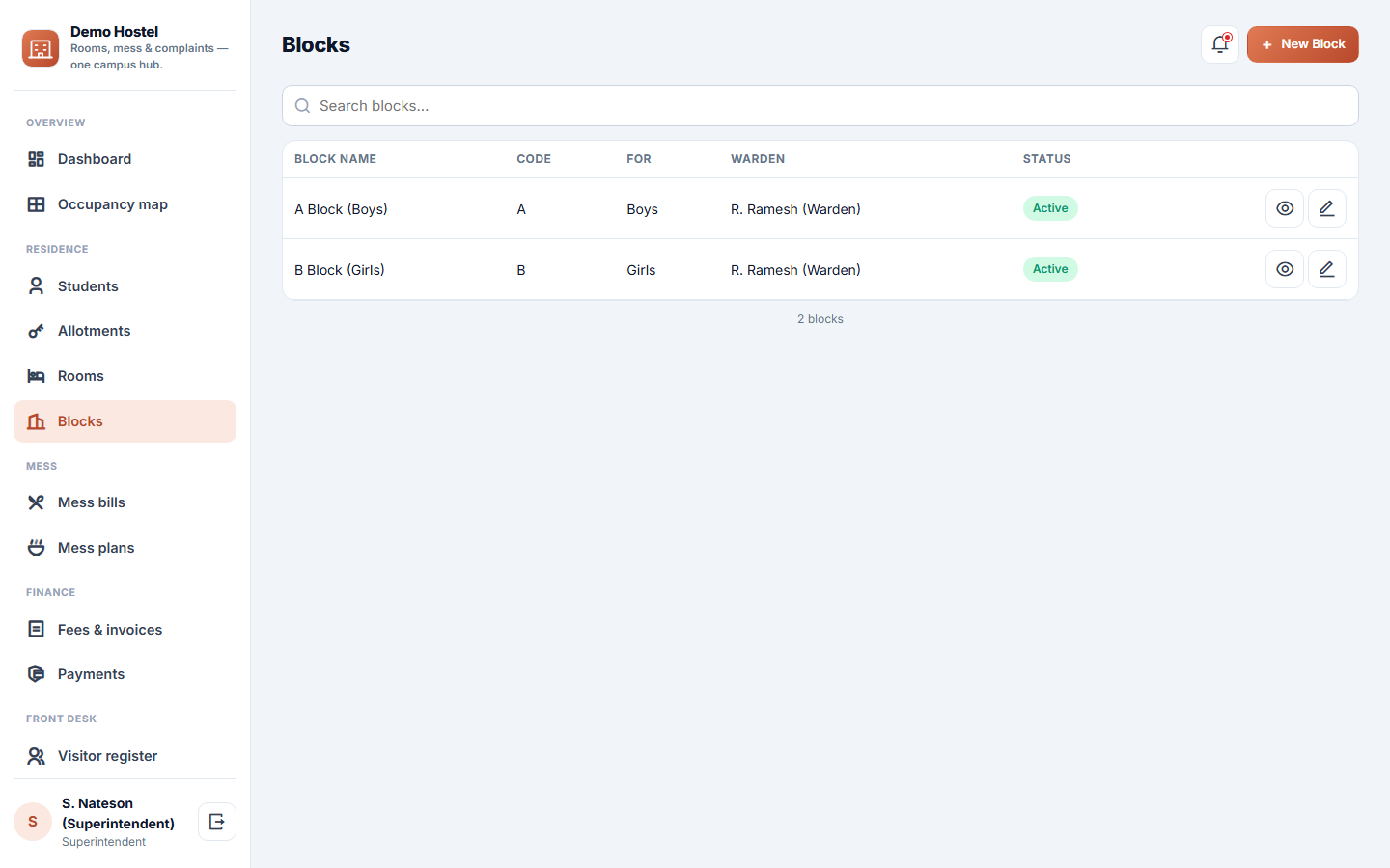 Hostel Management Software screenshot