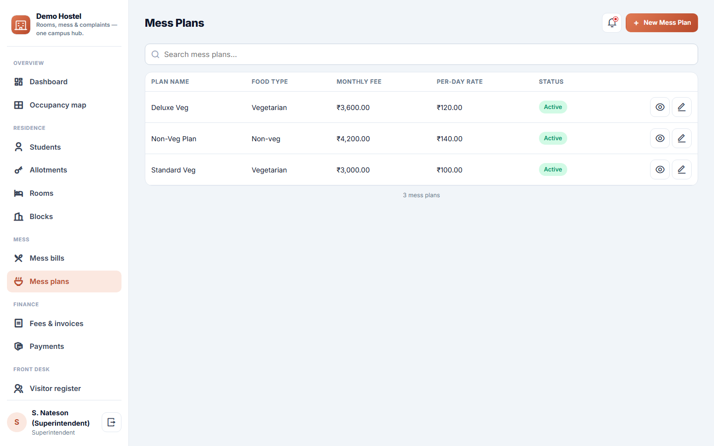 Hostel Management Software screenshot