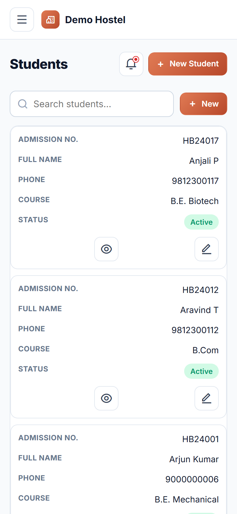 Hostel Management Software screenshot