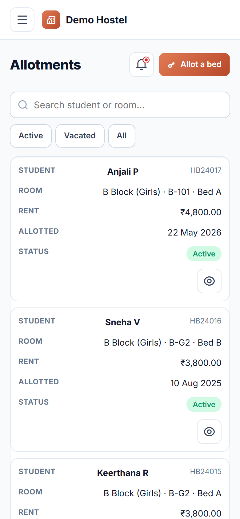 Hostel Management Software screenshot
