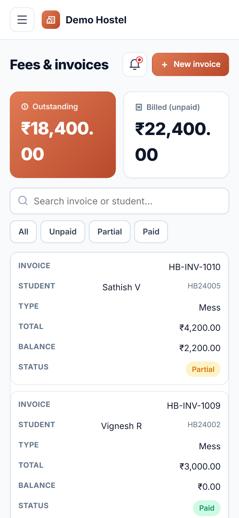 Hostel Management Software screenshot