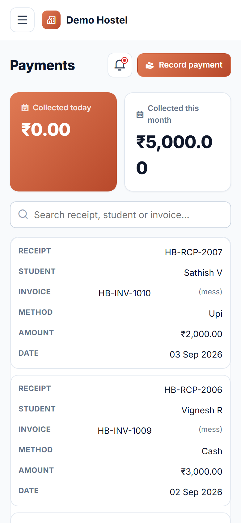 Hostel Management Software screenshot