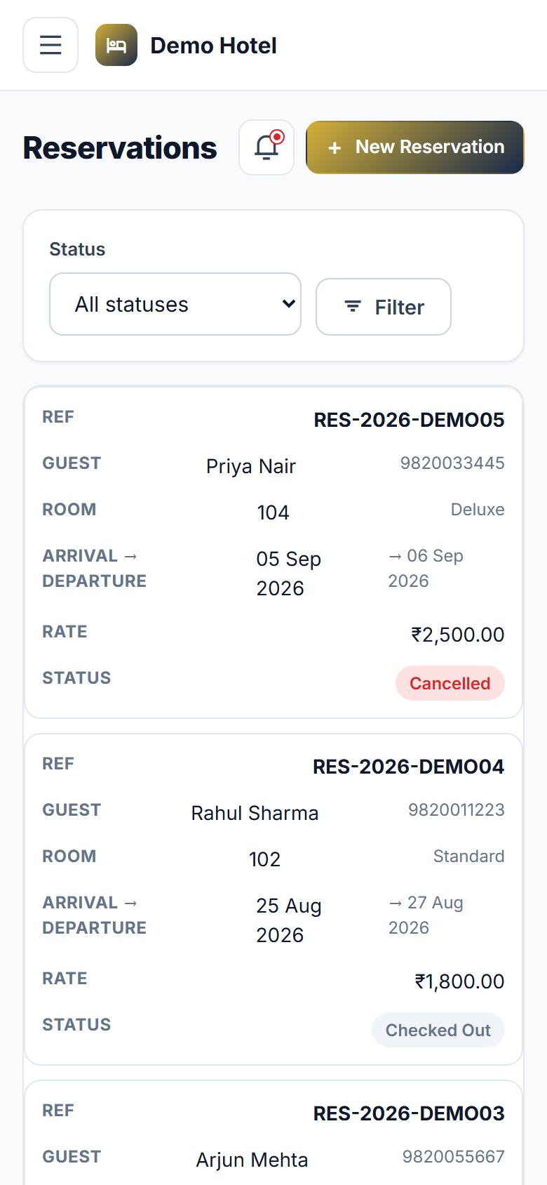Hotel Room Service & Billing Software, Front Desk, Folio & F&B screenshot