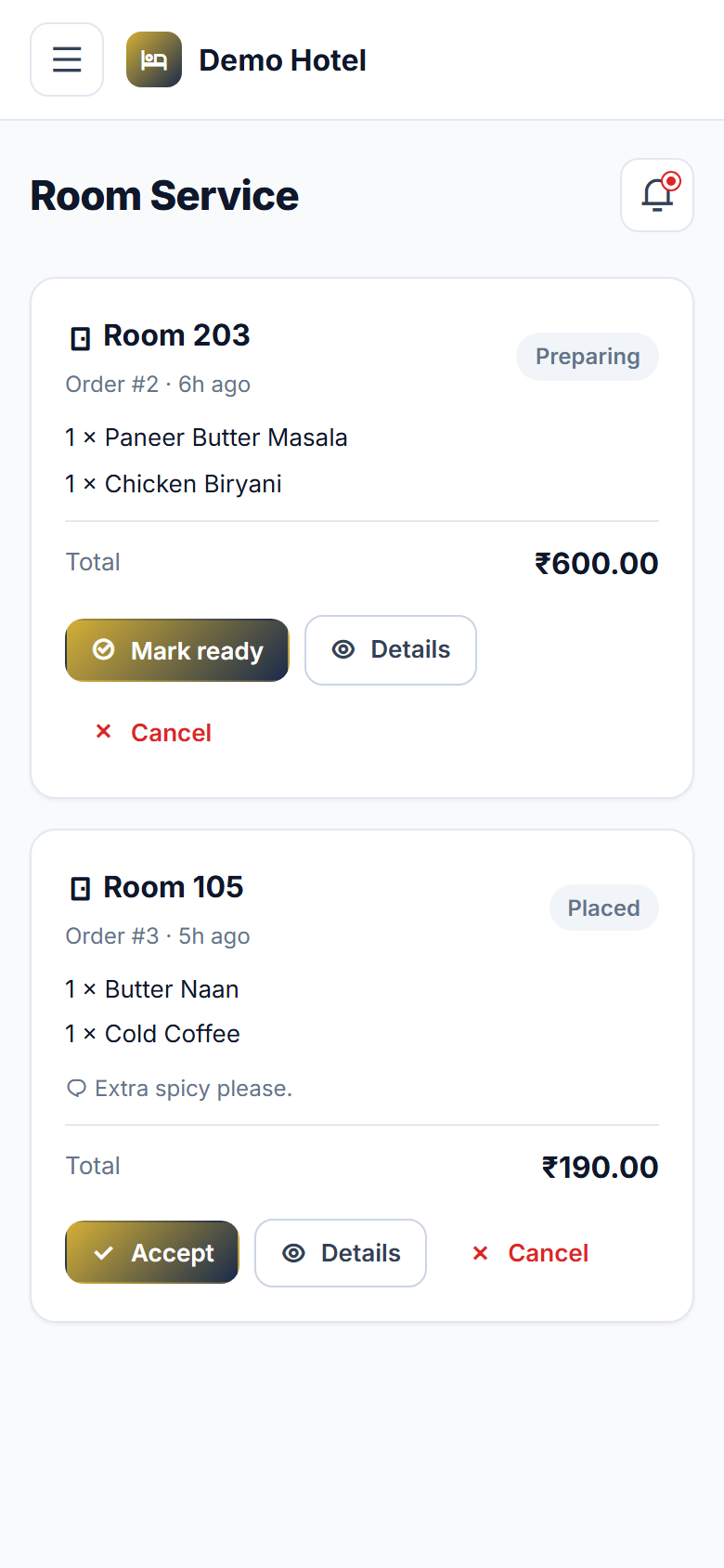 Hotel Room Service & Billing Software, Front Desk, Folio & F&B screenshot