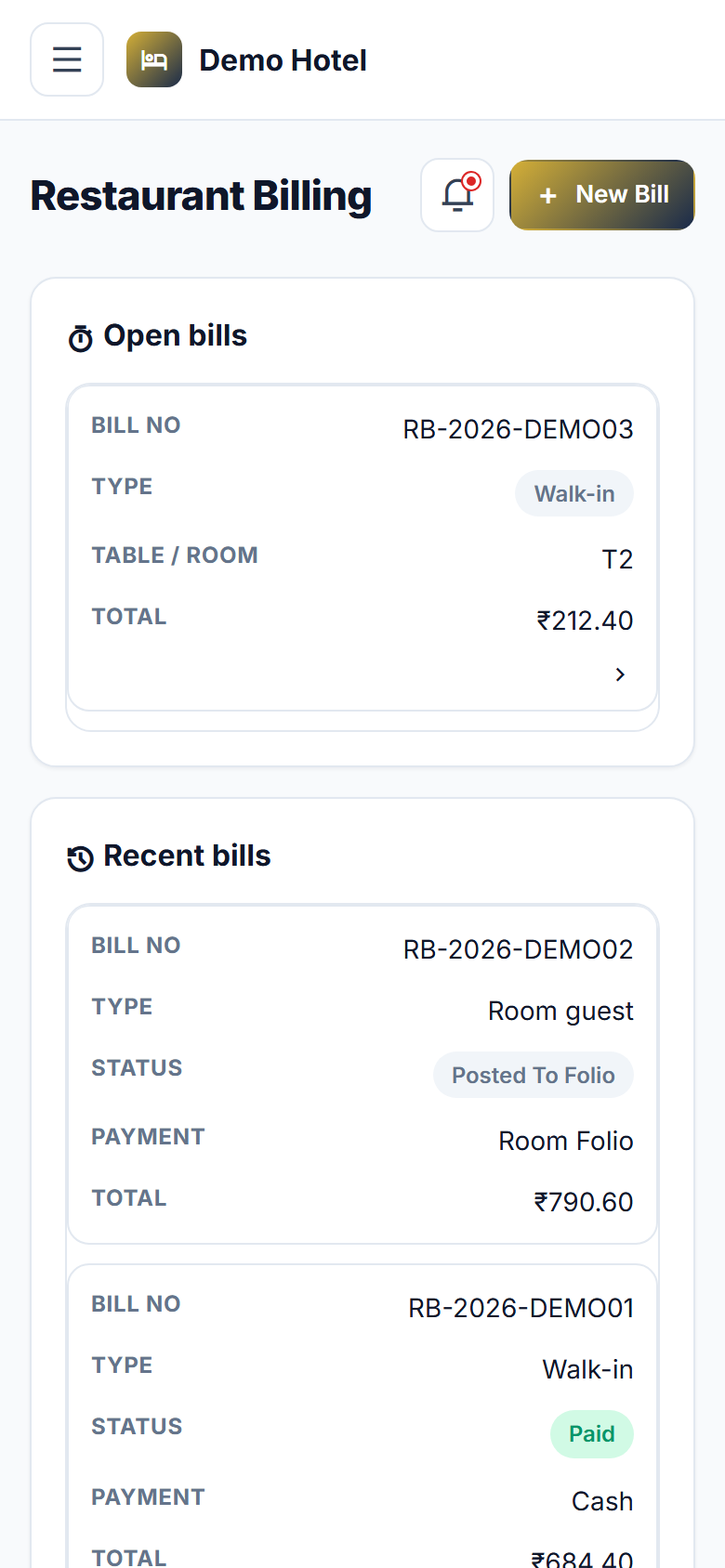 Hotel Room Service & Billing Software, Front Desk, Folio & F&B screenshot