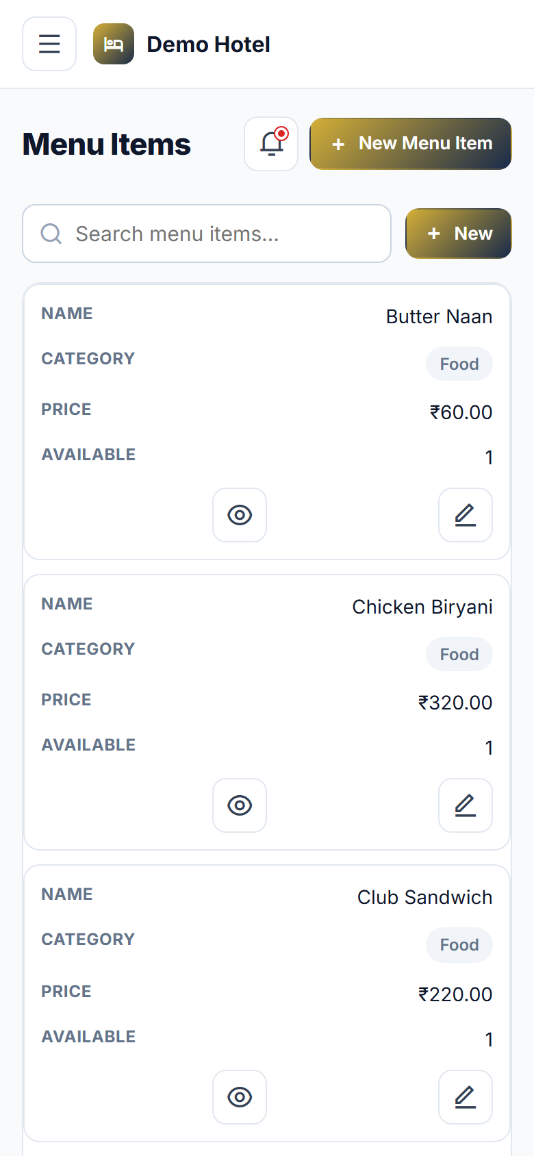 Hotel Room Service & Billing Software, Front Desk, Folio & F&B screenshot
