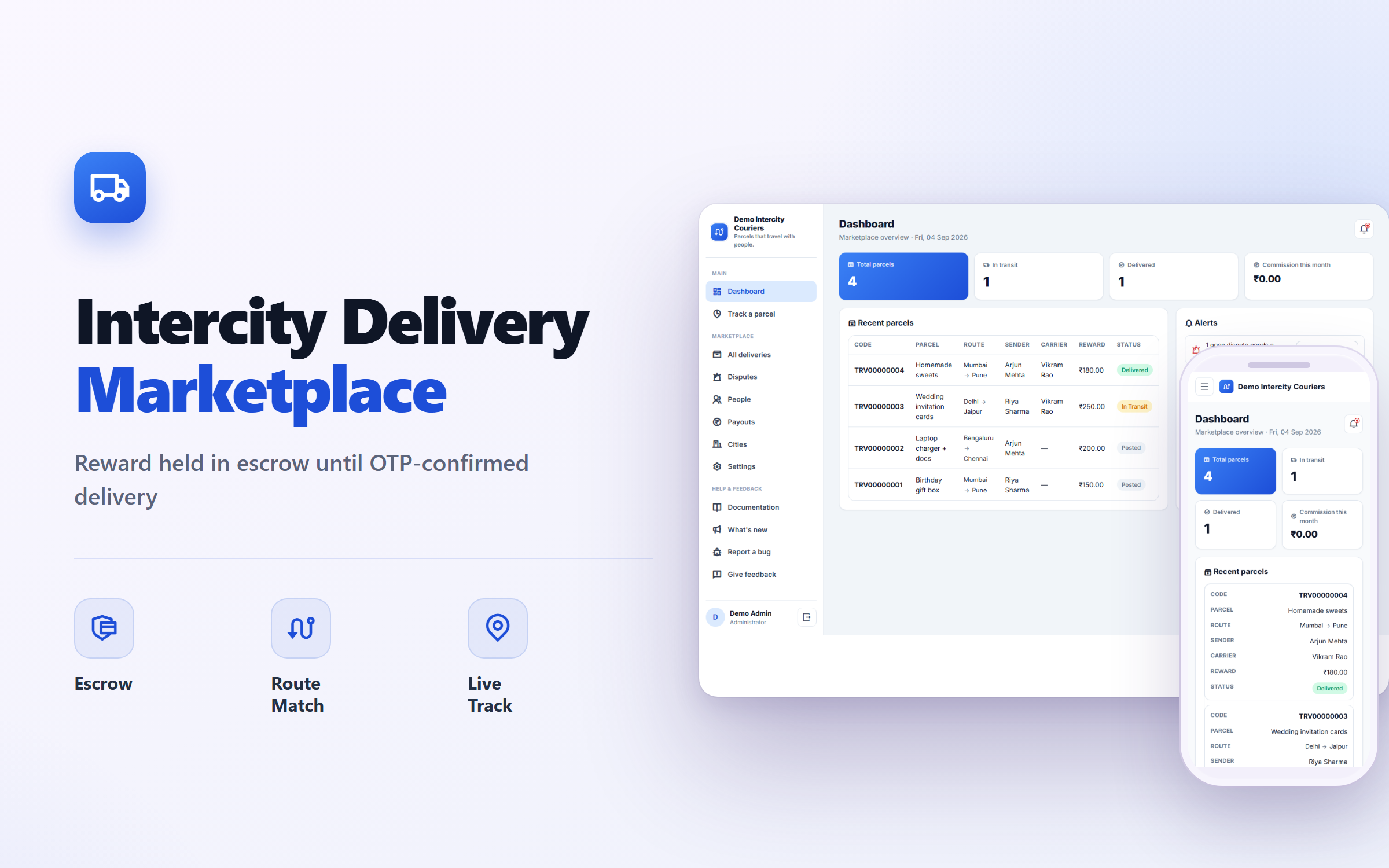 Crowdsourced Intercity Delivery Marketplace Software