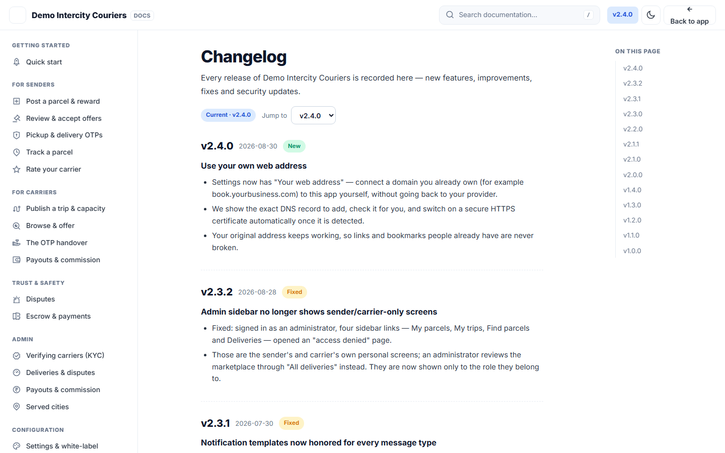 Crowdsourced Intercity Delivery Marketplace Software screenshot