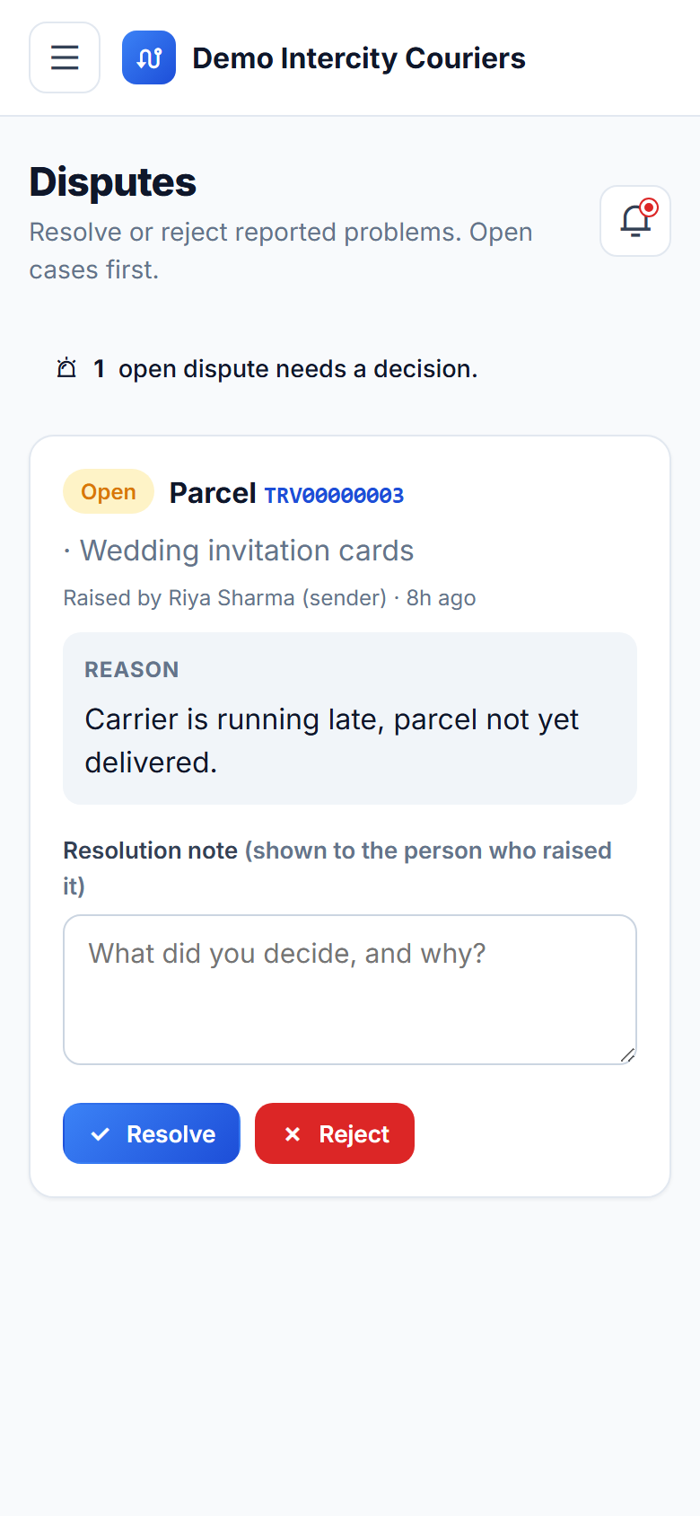 Crowdsourced Intercity Delivery Marketplace Software screenshot