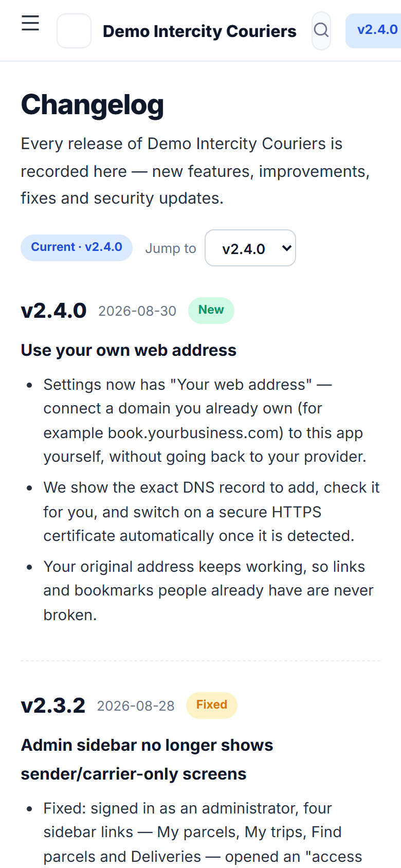Crowdsourced Intercity Delivery Marketplace Software screenshot