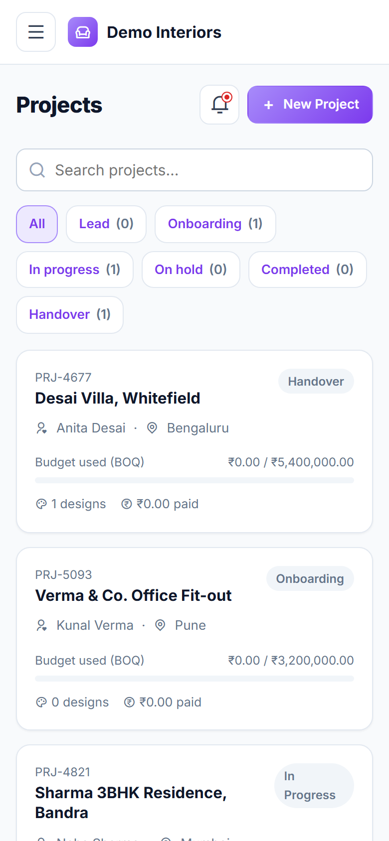 Interior Design Project Management Software screenshot