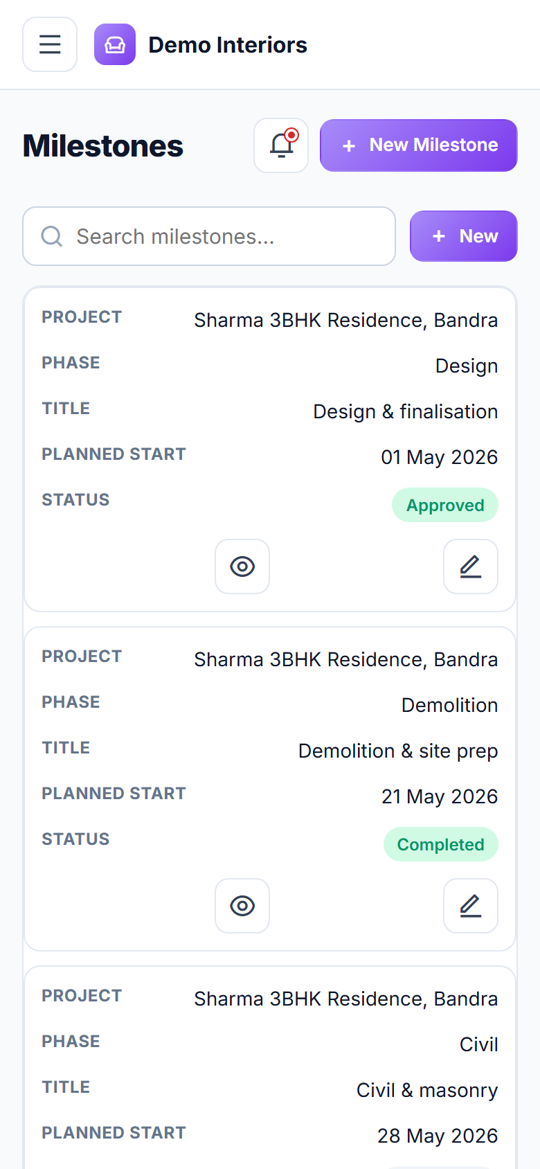 Interior Design Project Management Software screenshot