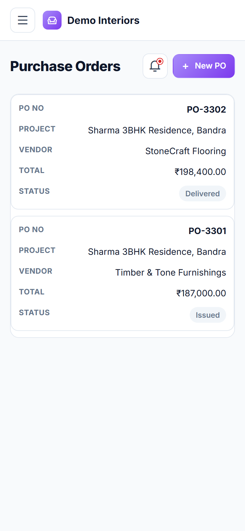Interior Design Project Management Software screenshot