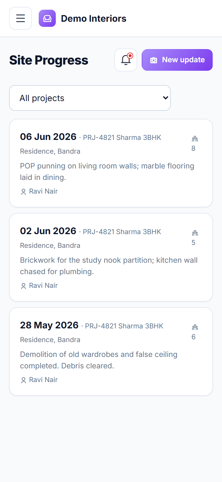 Interior Design Project Management Software screenshot
