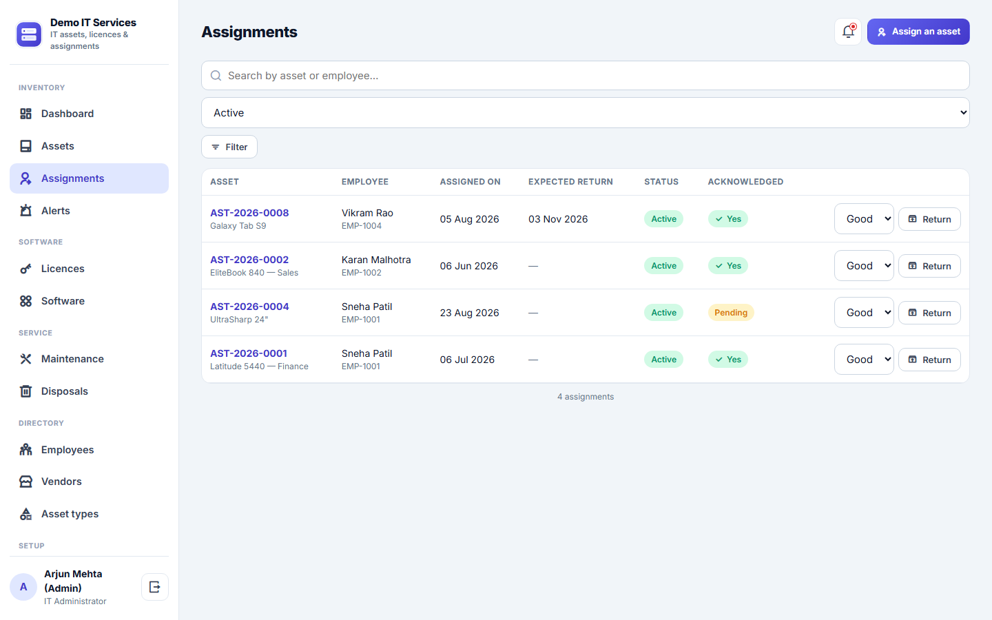 IT Asset and Software License Management Software screenshot