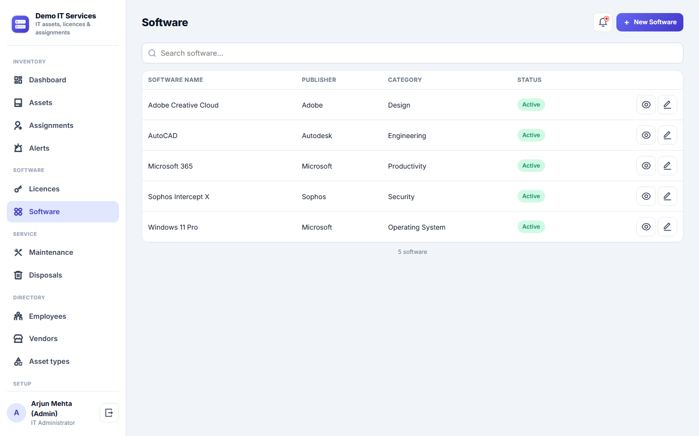 IT Asset and Software License Management Software screenshot