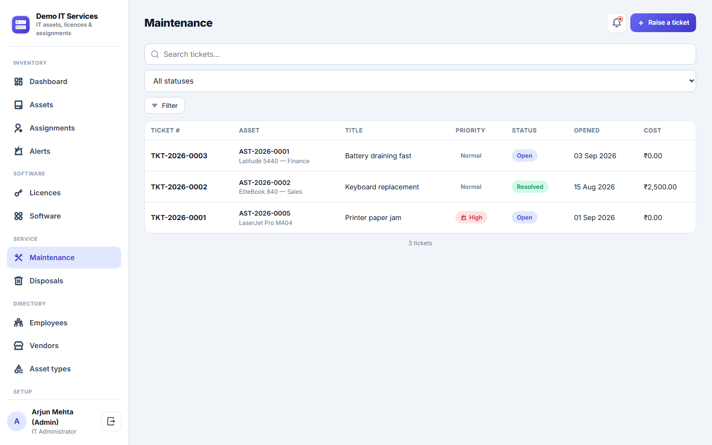 IT Asset and Software License Management Software screenshot