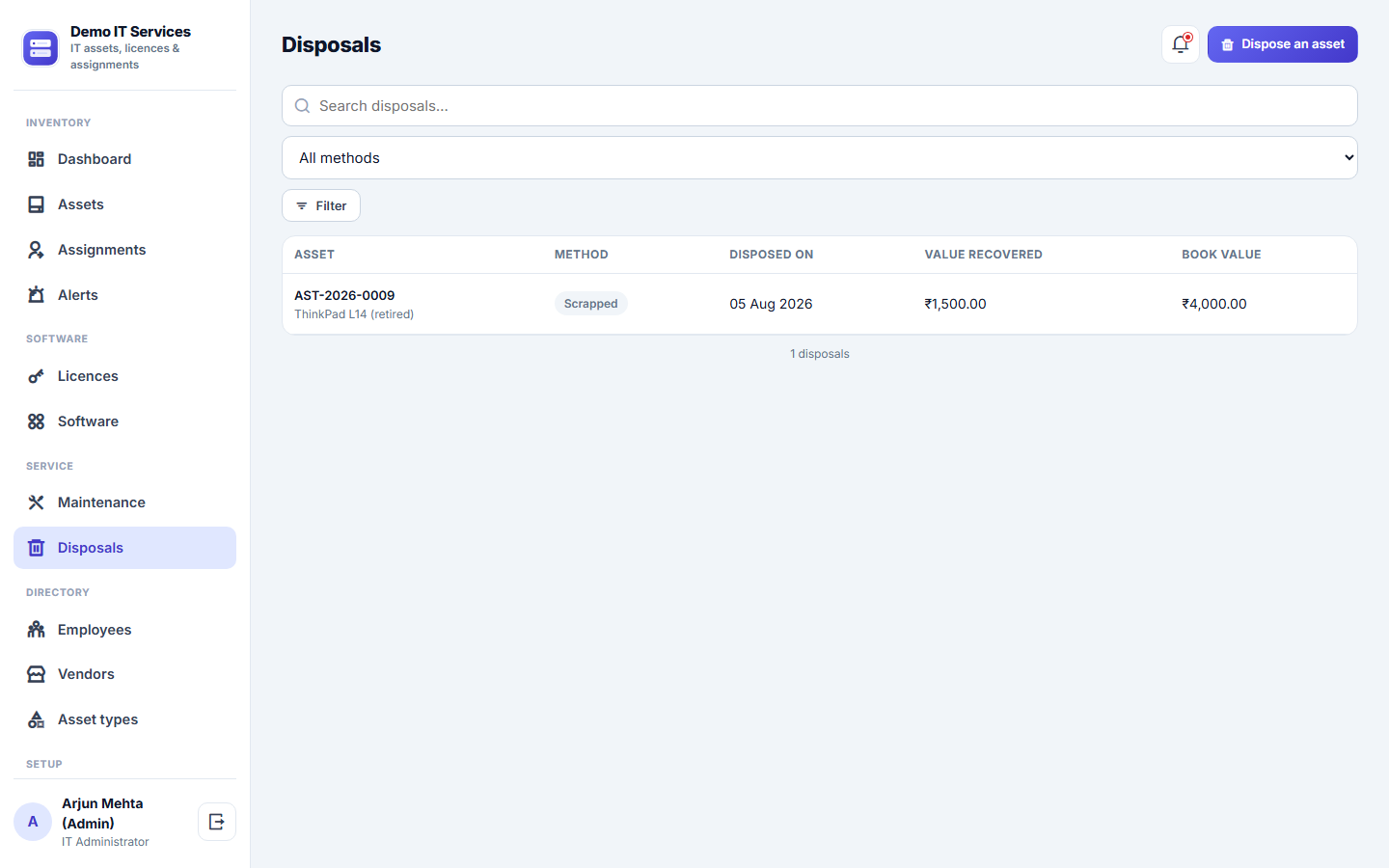 IT Asset and Software License Management Software screenshot