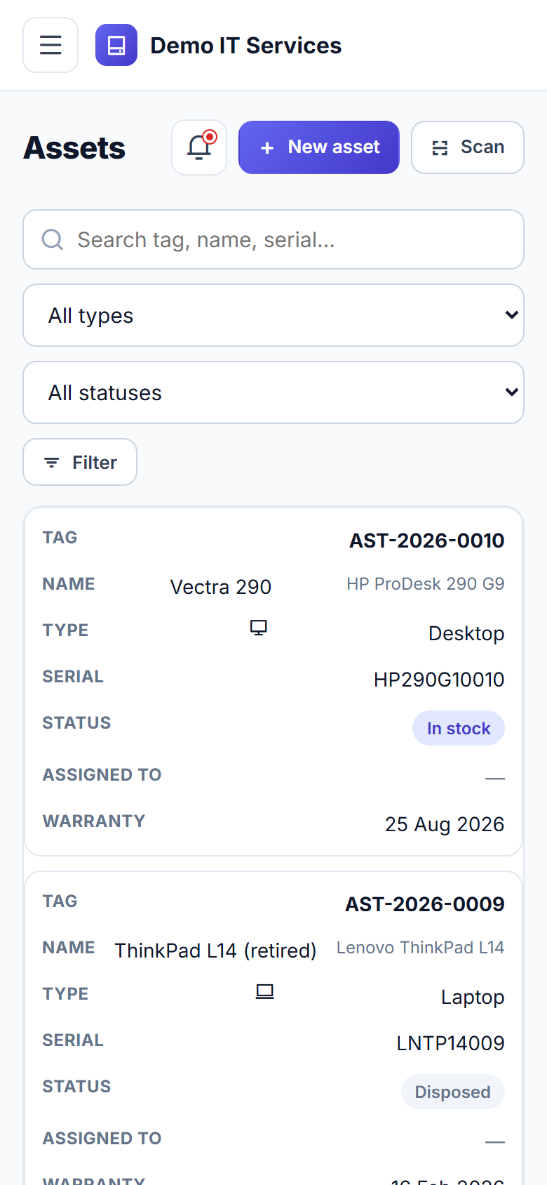 IT Asset and Software License Management Software screenshot