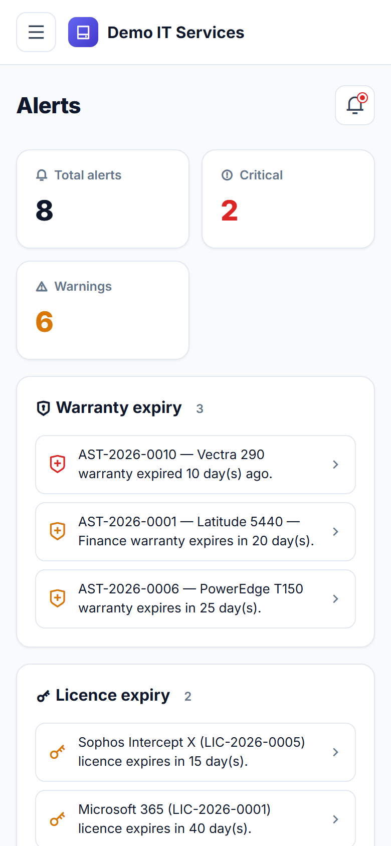 IT Asset and Software License Management Software screenshot
