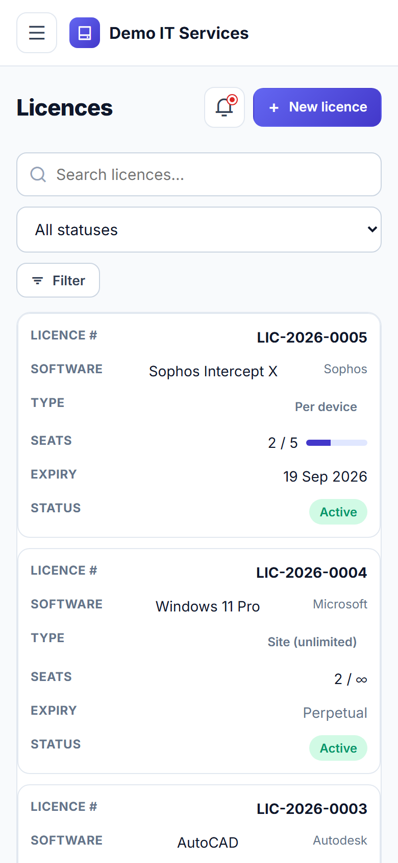 IT Asset and Software License Management Software screenshot