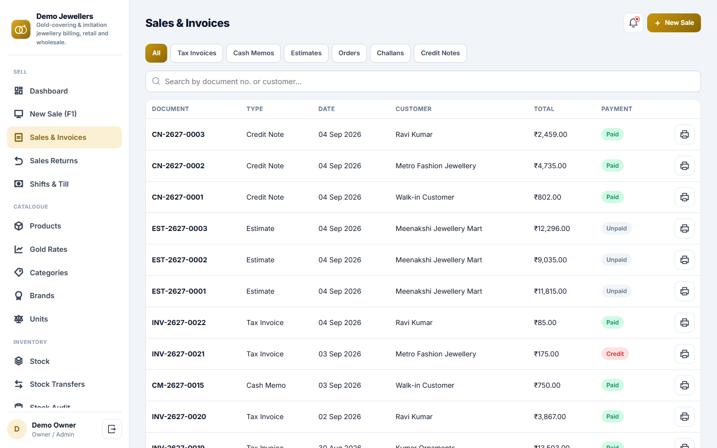 Gold Covering & Jewellery Billing Software screenshot