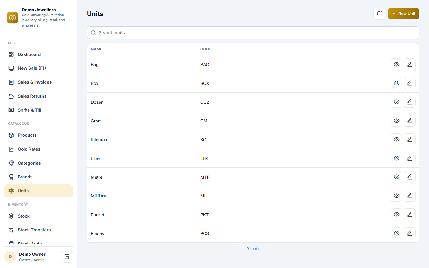 Gold Covering & Jewellery Billing Software screenshot