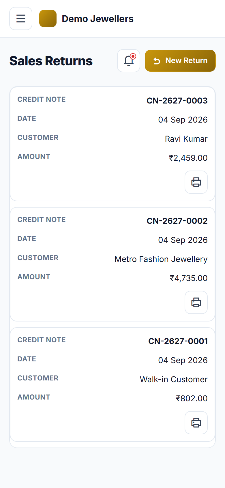Gold Covering & Jewellery Billing Software screenshot