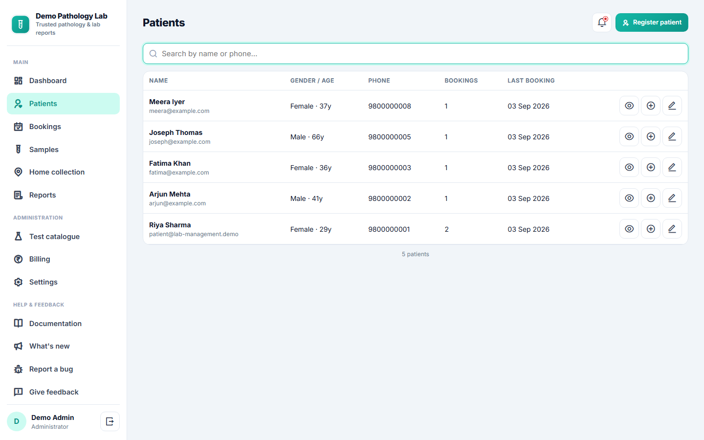 Pathology Lab Management & Report Software screenshot