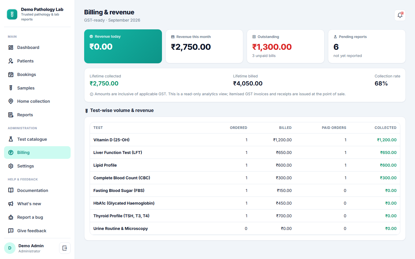 Pathology Lab Management & Report Software screenshot