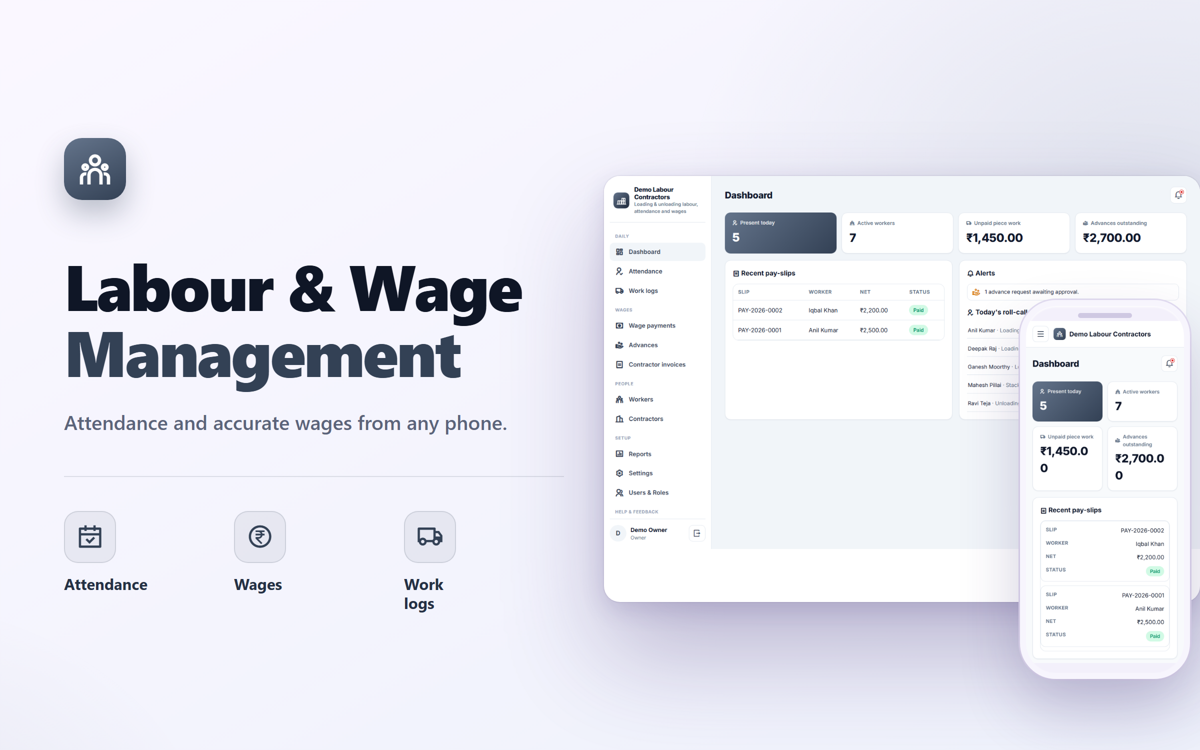 Loading Unloading Labour Management and Wage Software