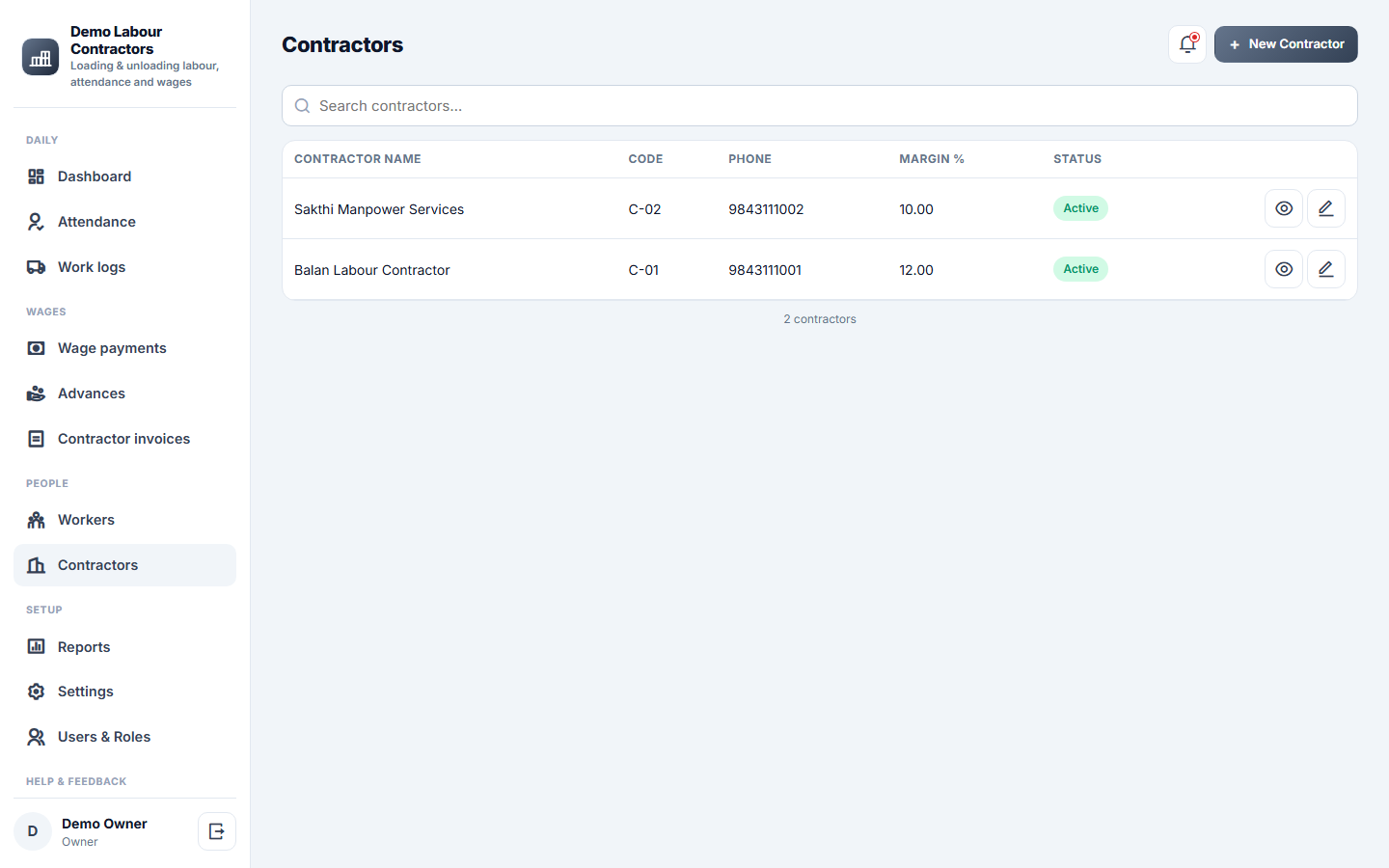 Loading Unloading Labour Management and Wage Software screenshot