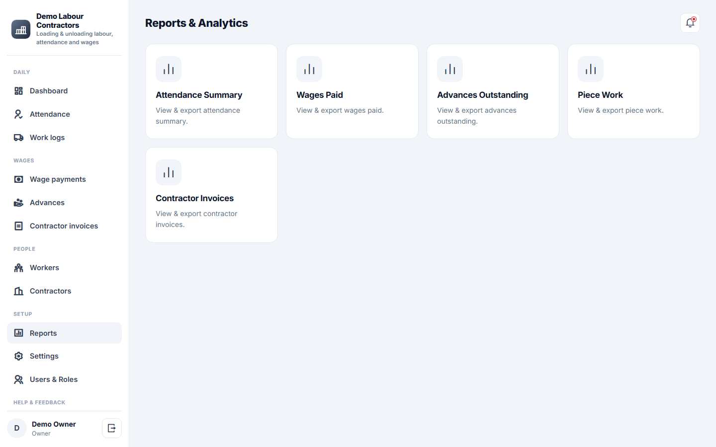 Loading Unloading Labour Management and Wage Software screenshot