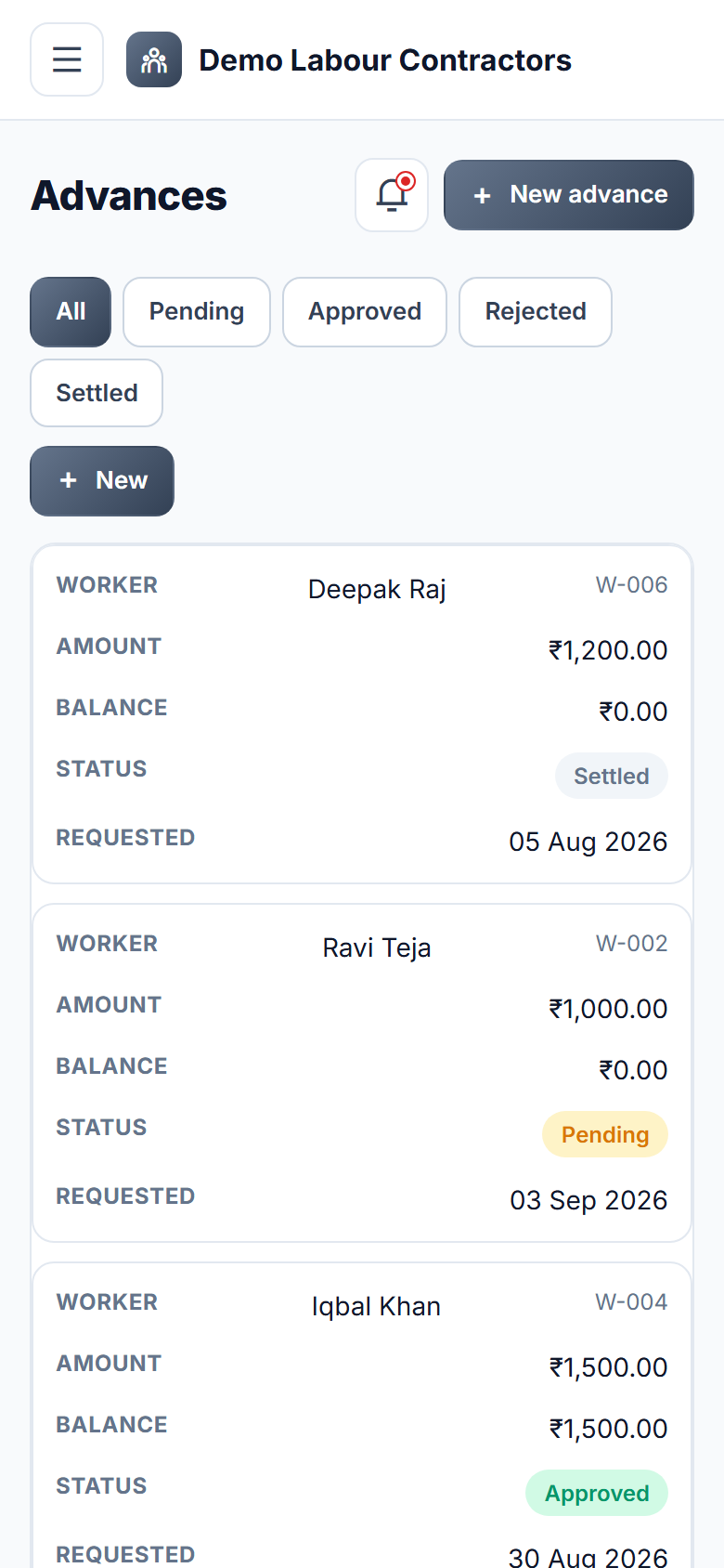 Loading Unloading Labour Management and Wage Software screenshot
