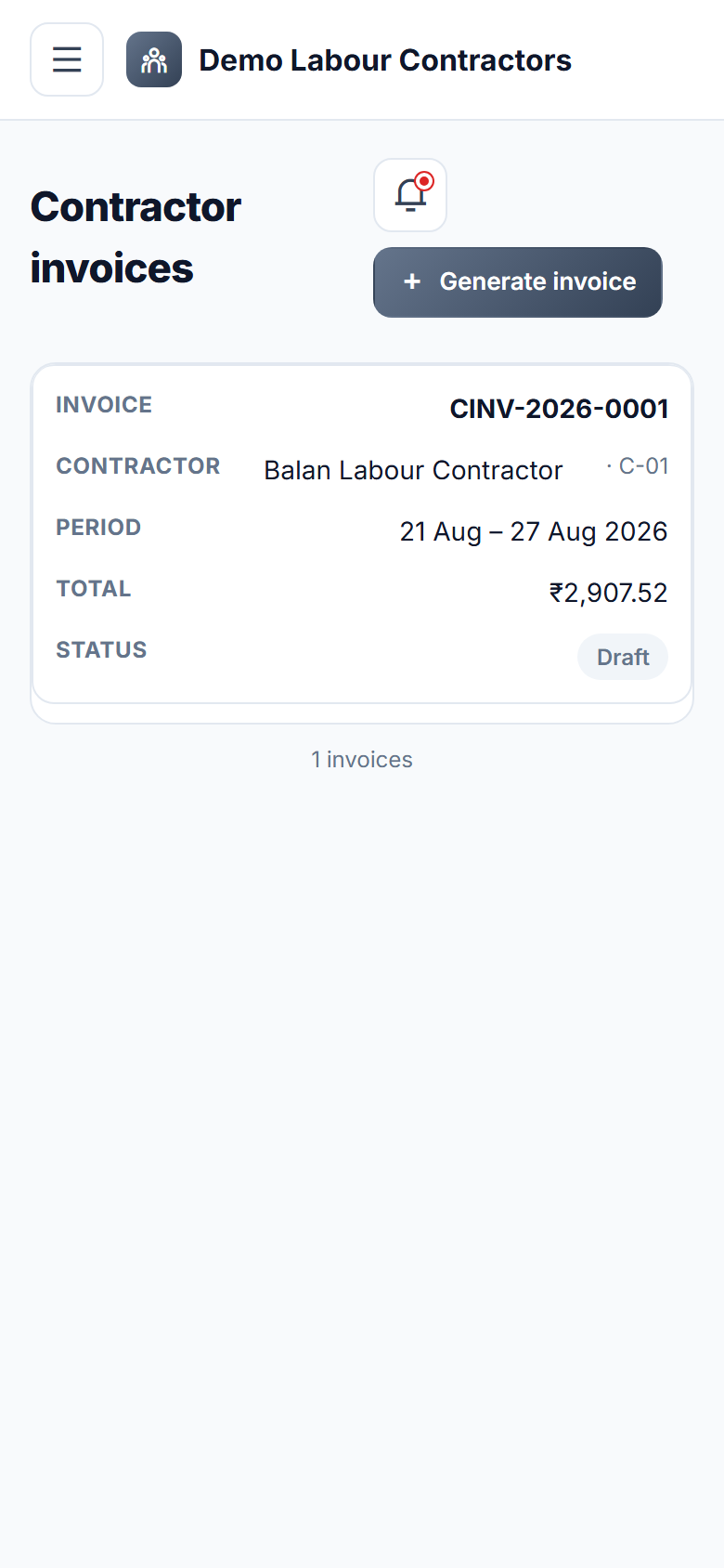 Loading Unloading Labour Management and Wage Software screenshot