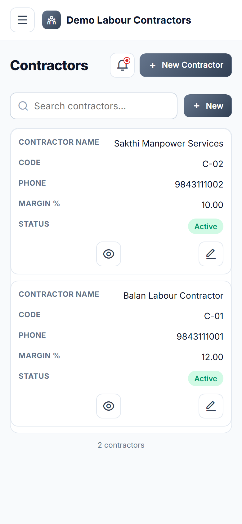 Loading Unloading Labour Management and Wage Software screenshot