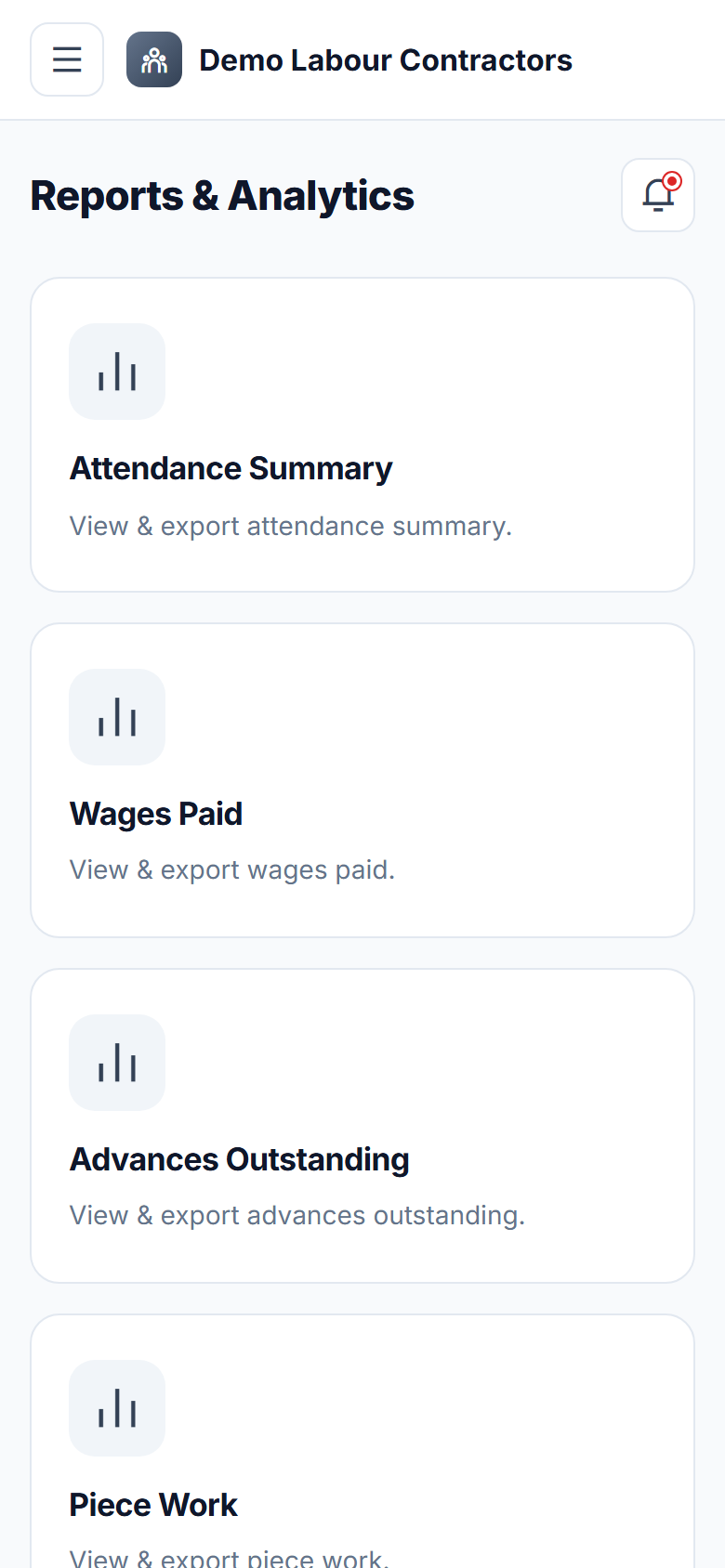 Loading Unloading Labour Management and Wage Software screenshot