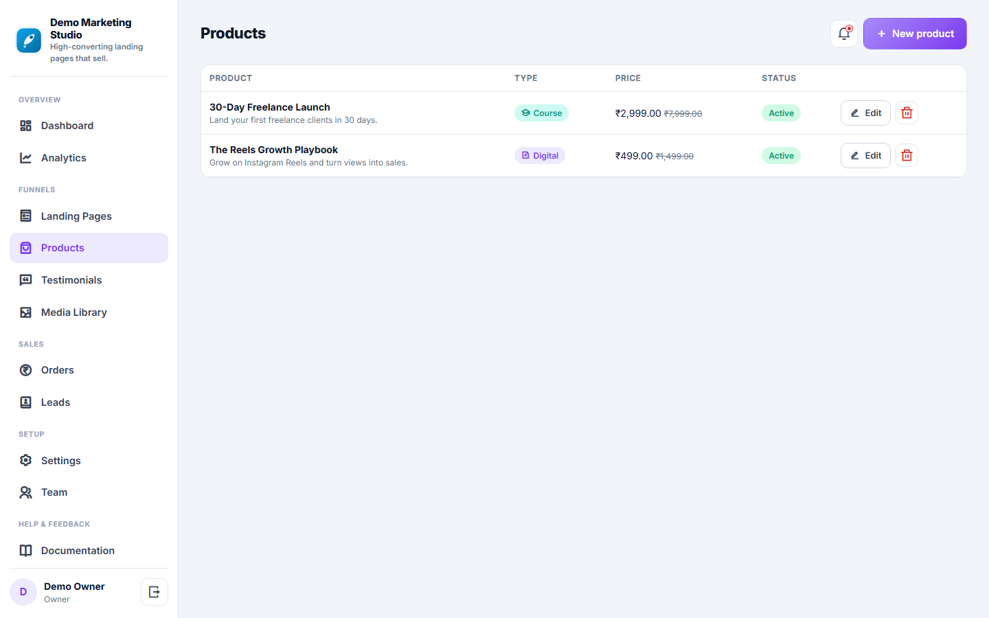 Landing Page & Sales Funnel Builder screenshot