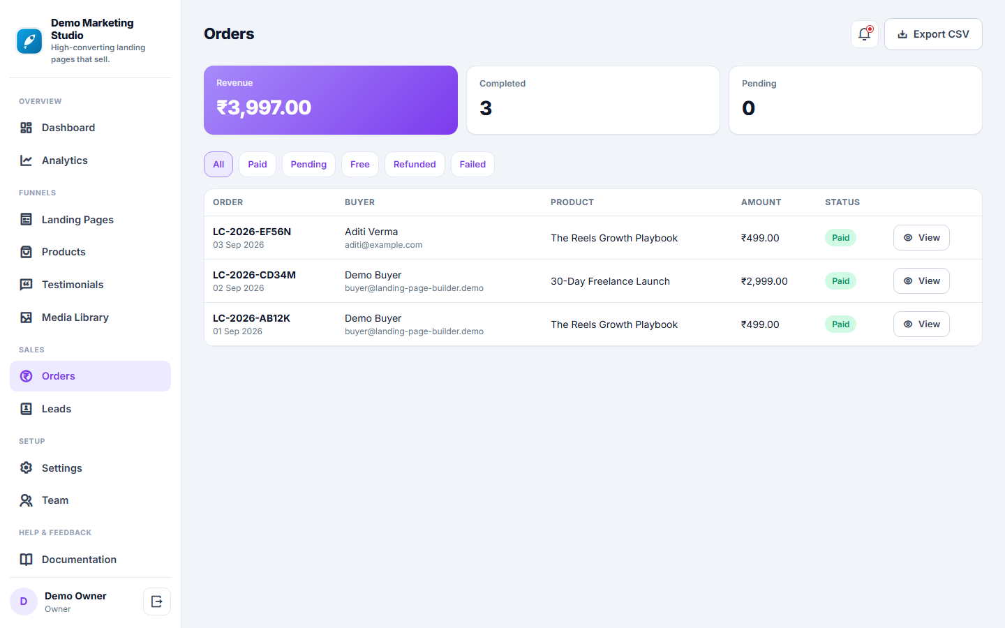 Landing Page & Sales Funnel Builder screenshot