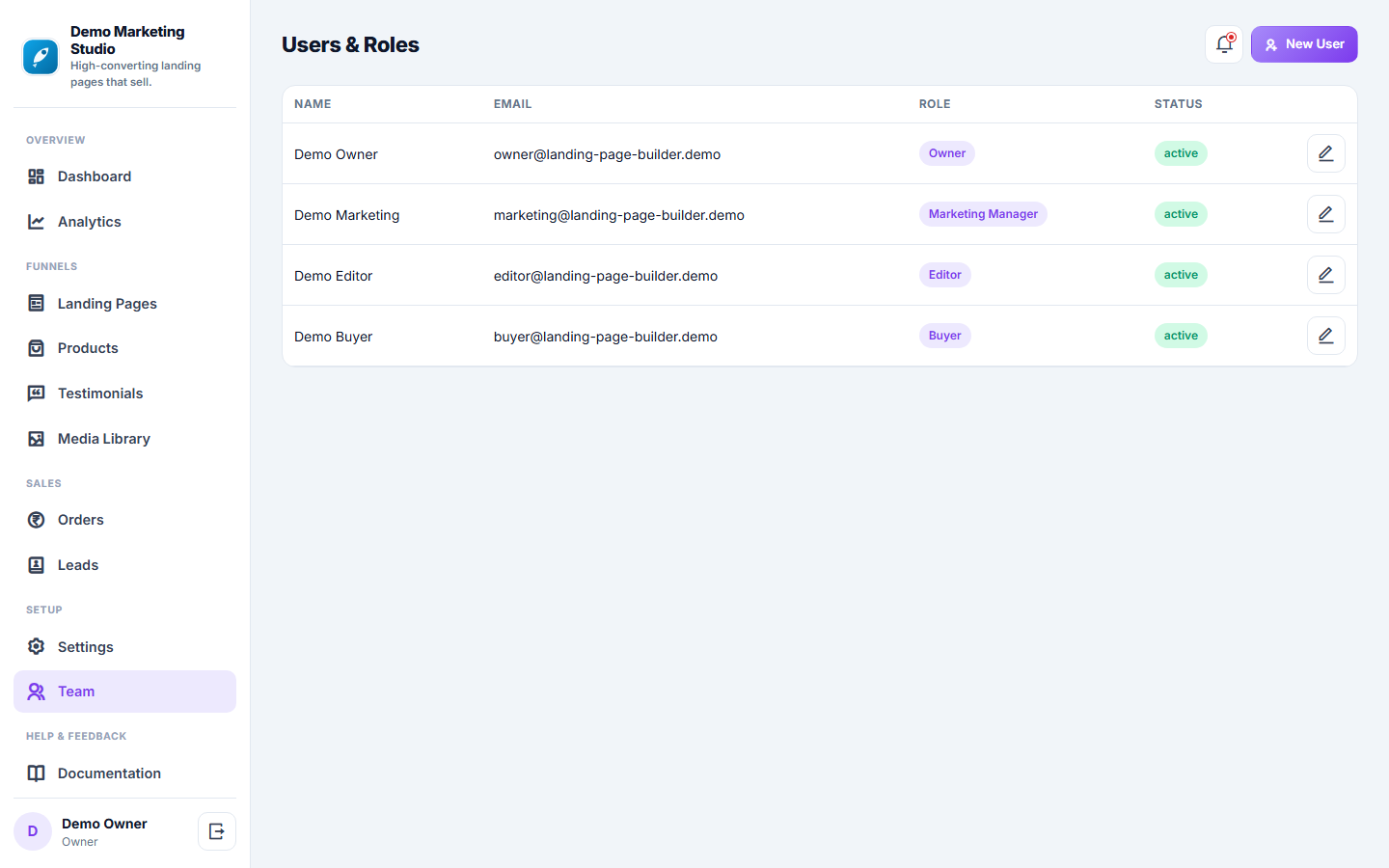 Landing Page & Sales Funnel Builder screenshot