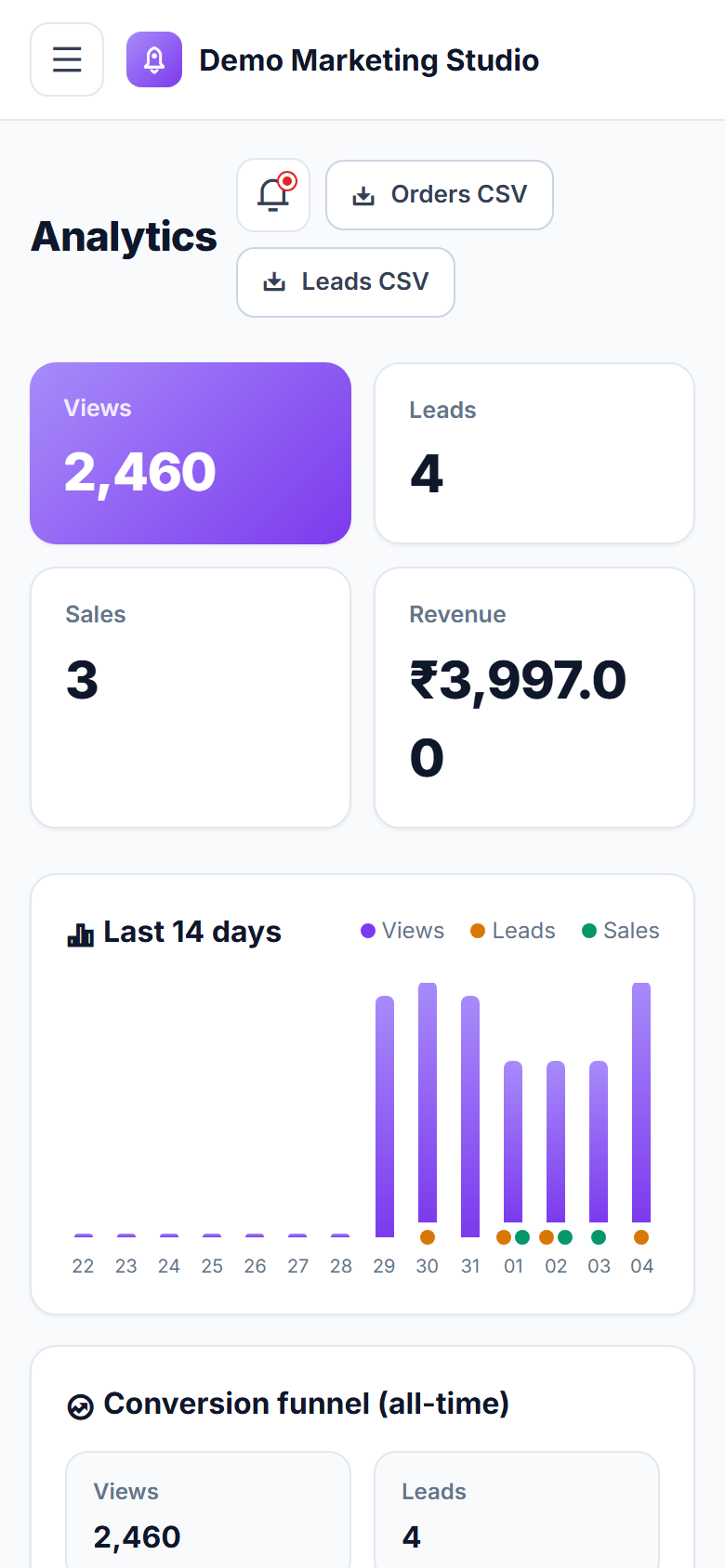 Landing Page & Sales Funnel Builder screenshot