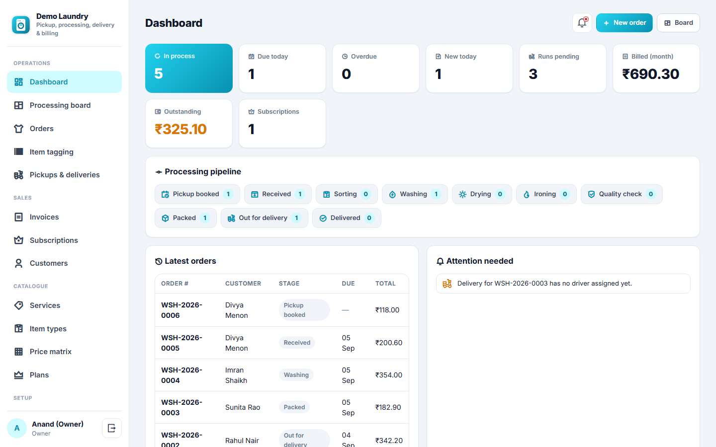 Laundry and Dry-cleaning Management and Order-tracking Software screenshot