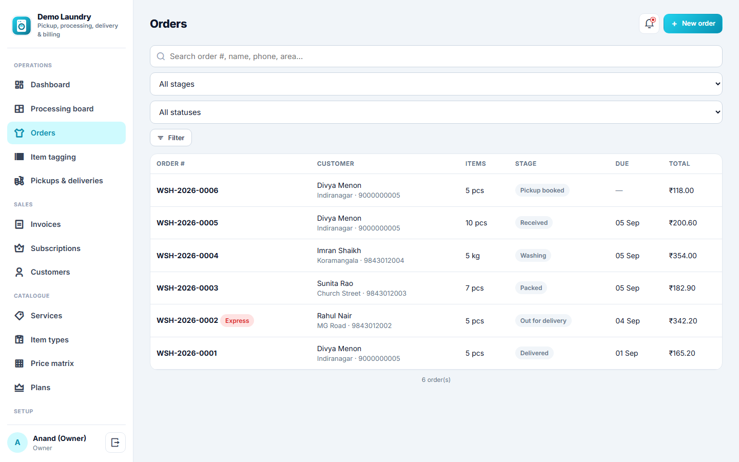 Laundry and Dry-cleaning Management and Order-tracking Software screenshot