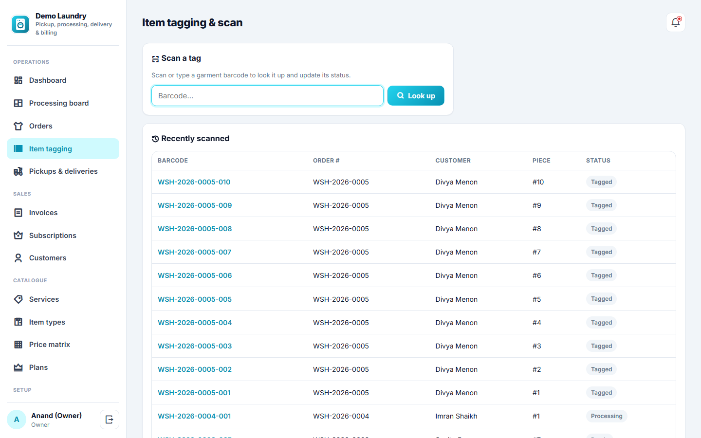 Laundry and Dry-cleaning Management and Order-tracking Software screenshot