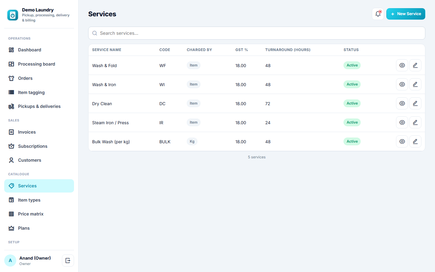 Laundry and Dry-cleaning Management and Order-tracking Software screenshot