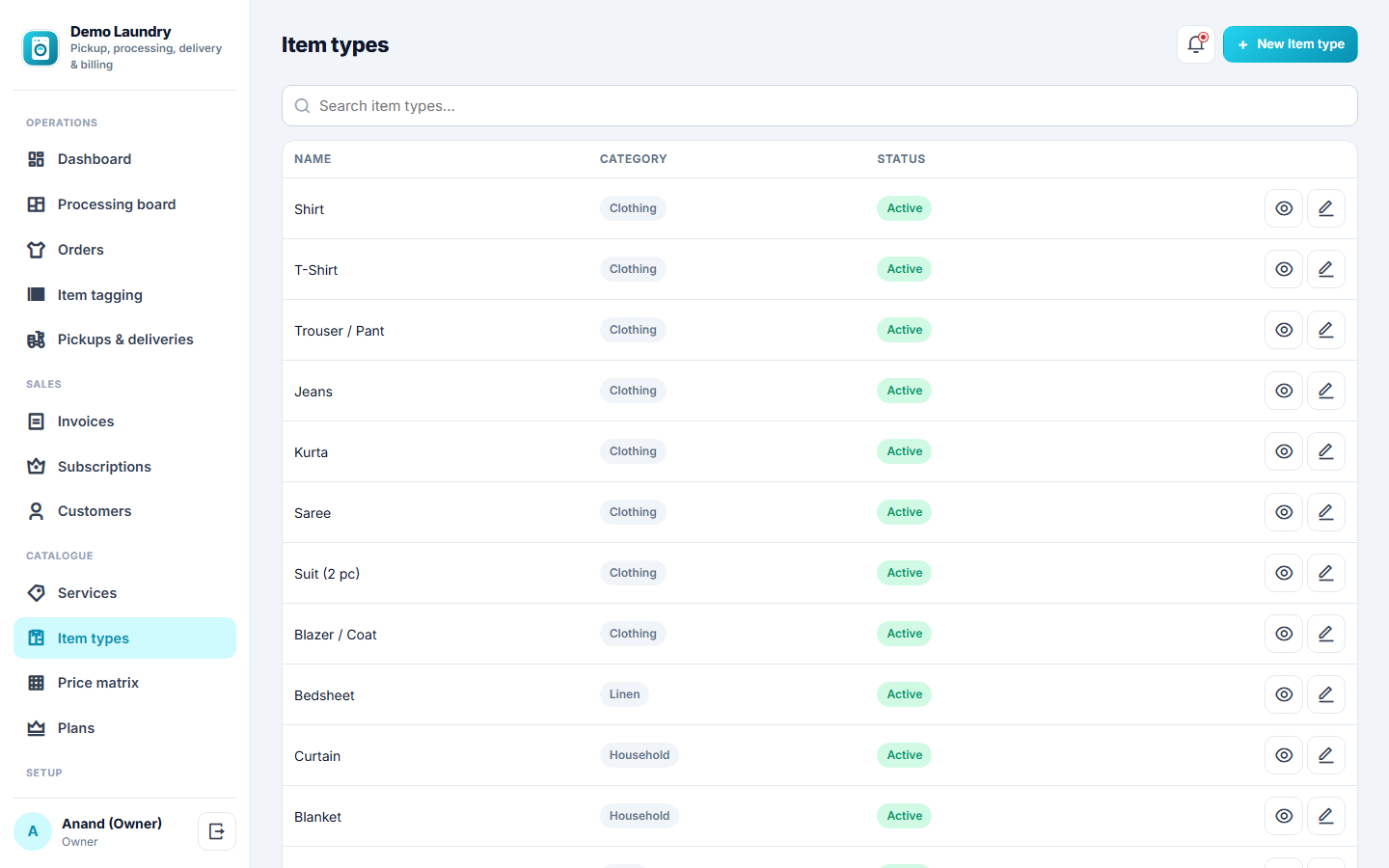 Laundry and Dry-cleaning Management and Order-tracking Software screenshot